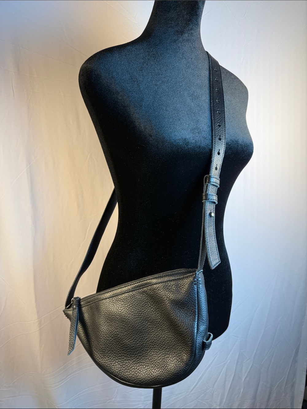 The Sak Tess Black Pebbled Leather Crossbody Sling Bag